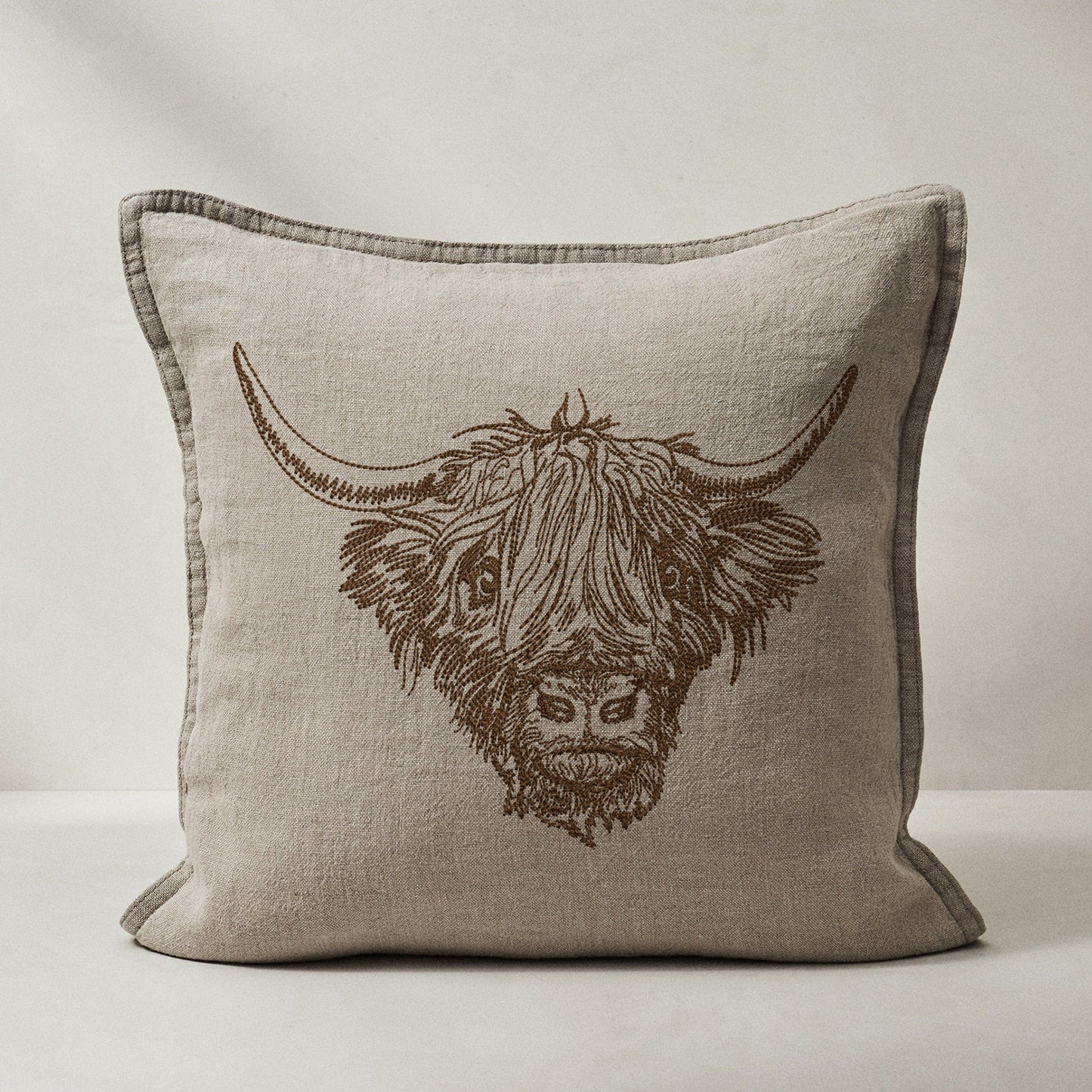 Scottish Cow Machine Embroidery Design on pillow
