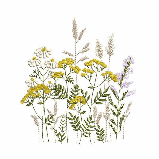 Tansy Wildflowers Machine Embroidery Design