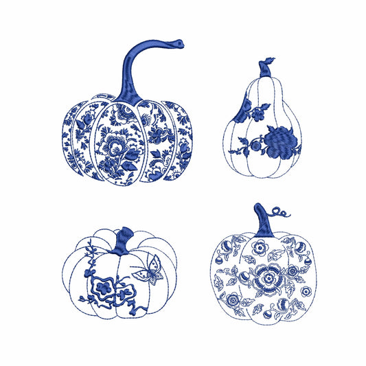Thanksgiving Chinoiserie Pumpkin Set Machine Embroidery Design