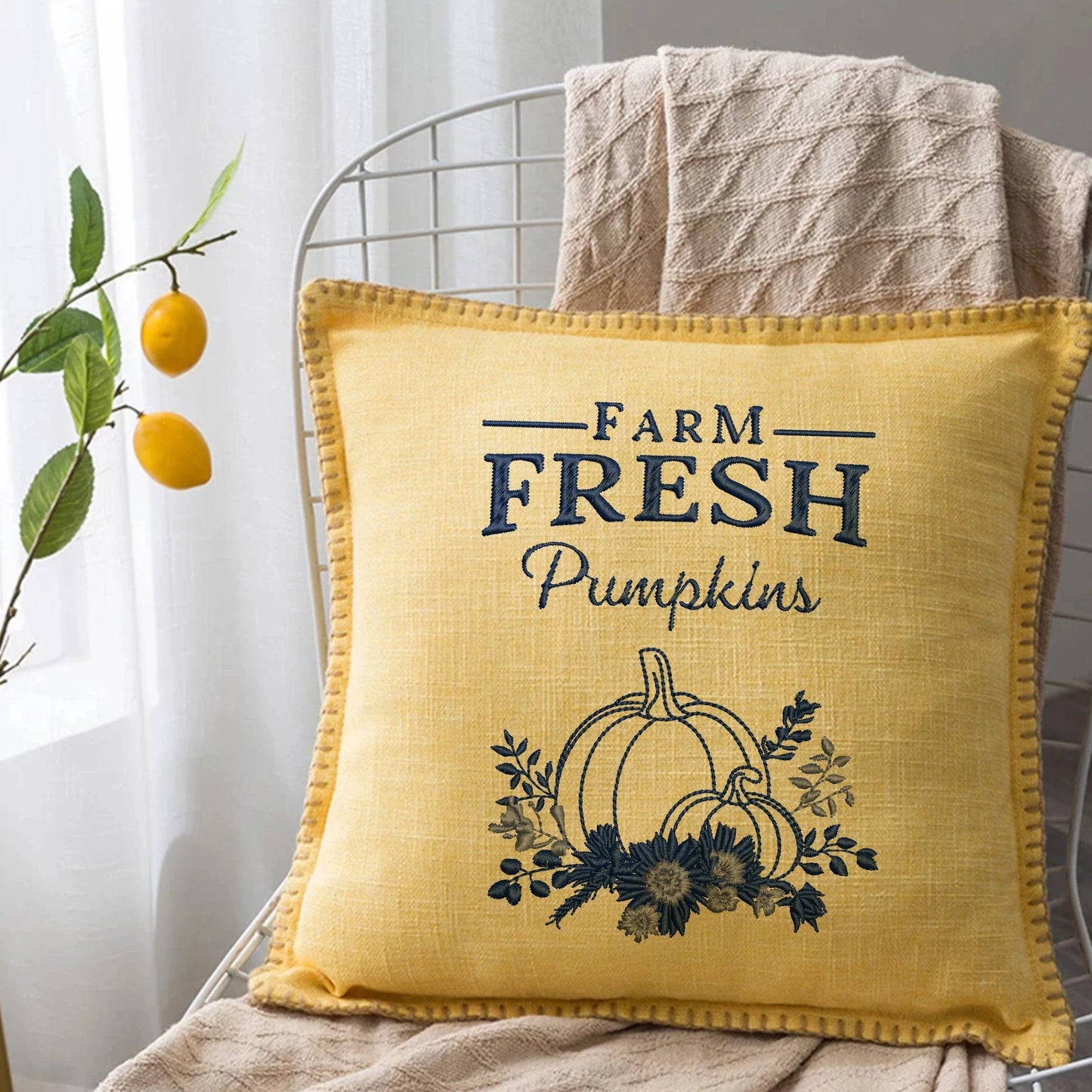 Thanksgiving Pumpkin Machine Embroidery Design