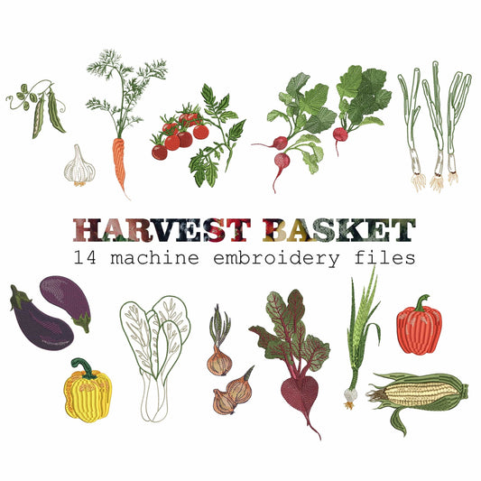 Vegetable Garden Basket Machine Embroidery Design