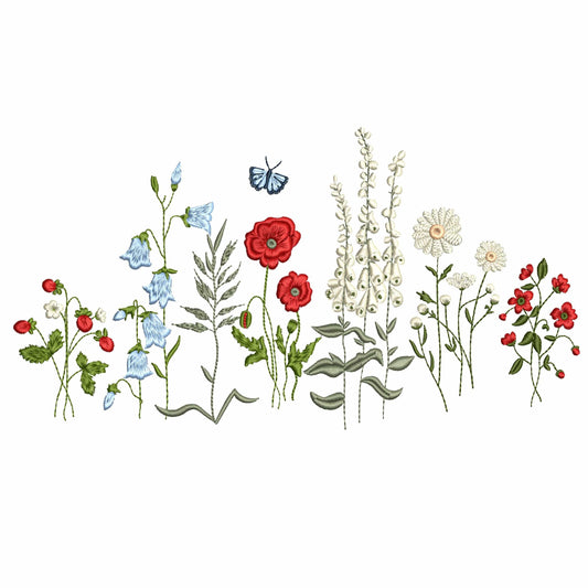 Wild Garden Flowers Machine Embroidery Design